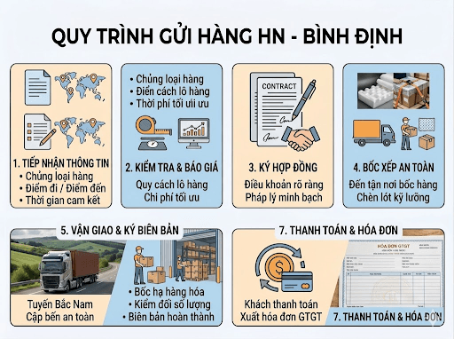 Các bước gửi hàng từ Hà Nội đi Bình Định của VTY Logistics