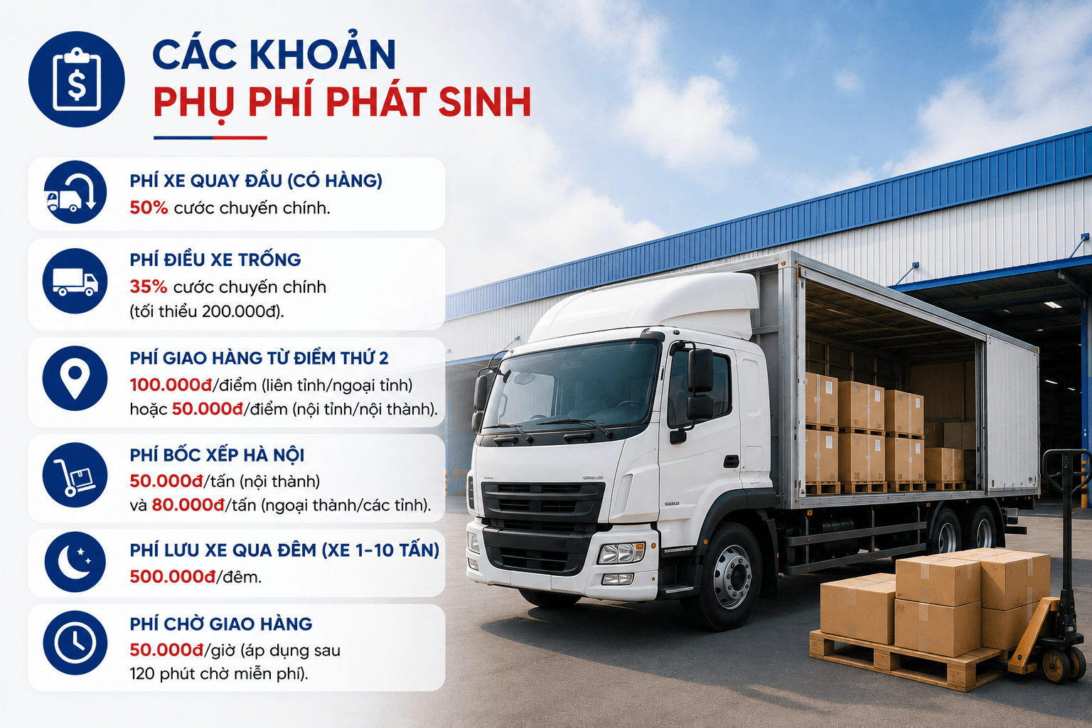 Các khoản phụ phí phát sinh