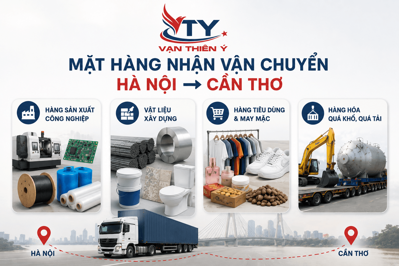 Các mặt hàng nhận vận chuyển từ Hà Nội đi Cần Thơ