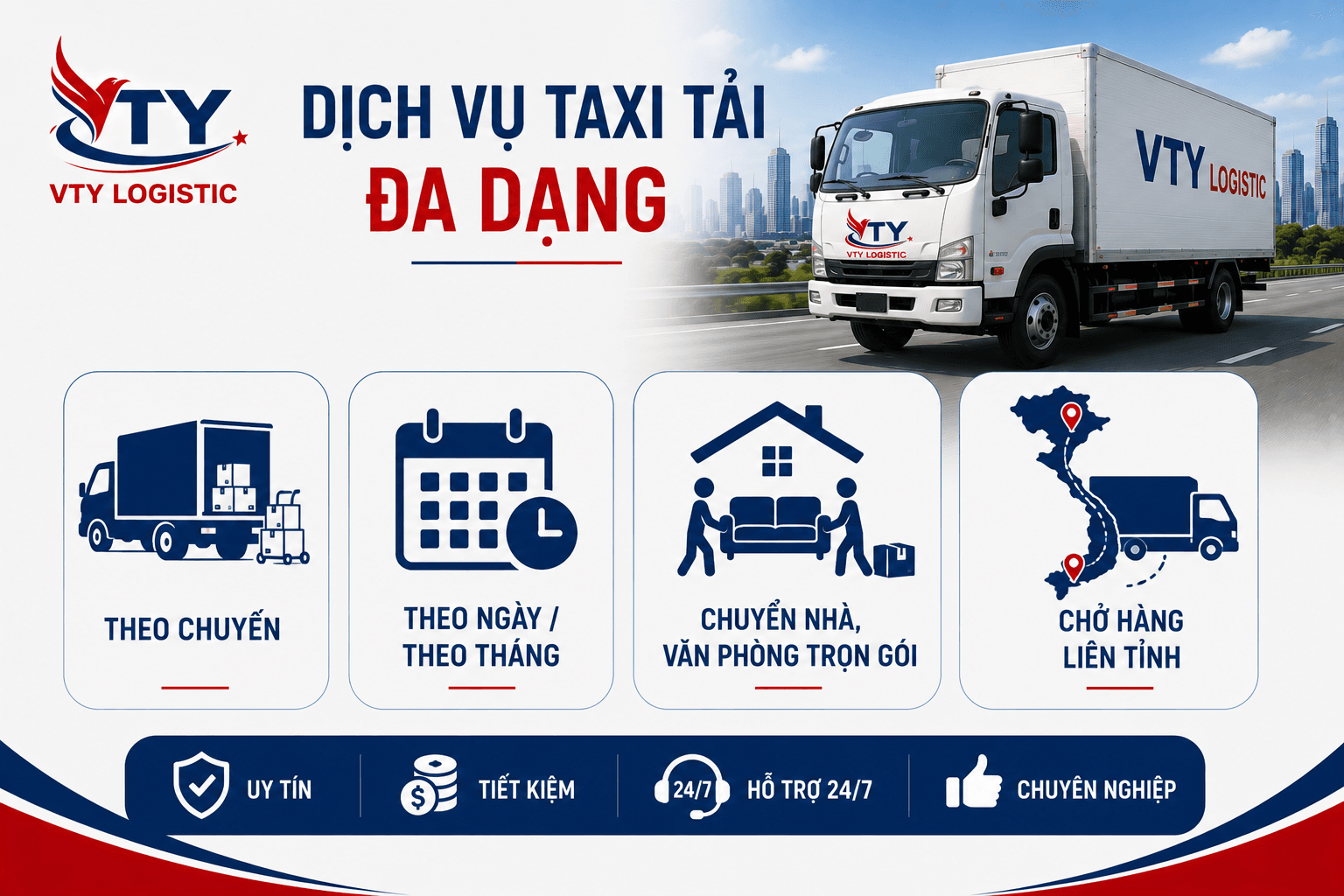 Các dịch vụ cho thuê taxi tải đa dạng tại VTY Logistic