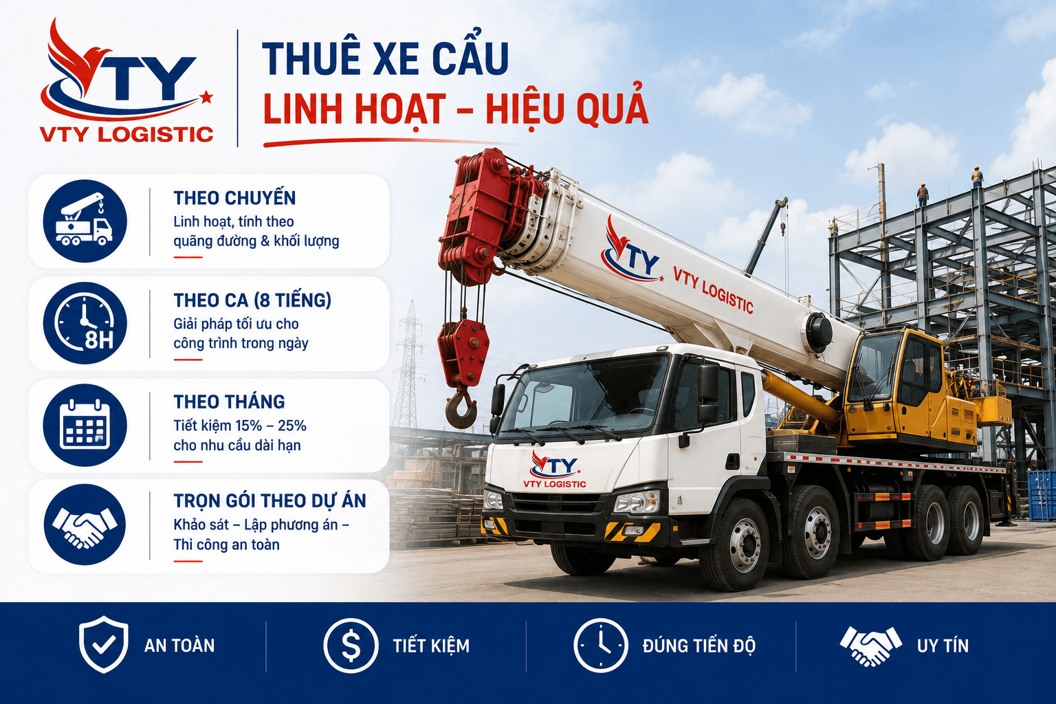 Các hình thức thuê xe cẩu tại VTY Logistic
