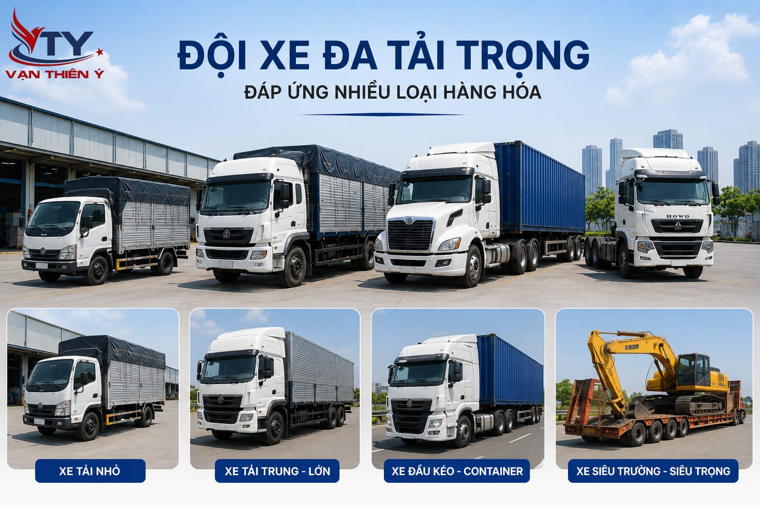 Đội xe đa tải trọng, đáp ứng nhiều loại hàng hóa