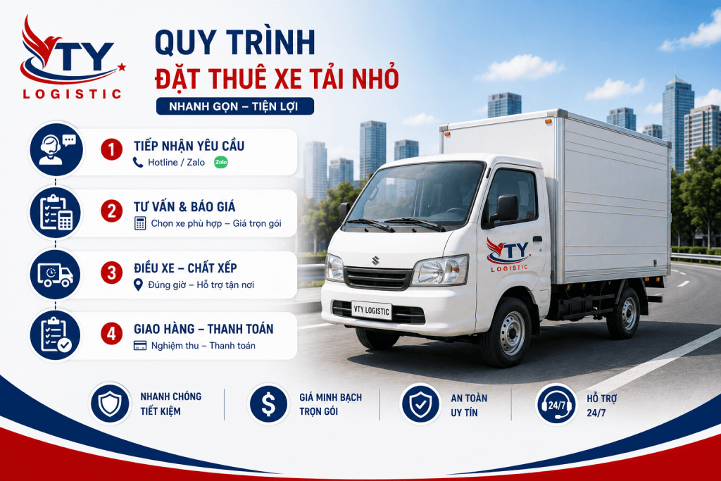 Quy trình đặt thuê xe tải nhỏ nhanh gọn tại VTY Logistic