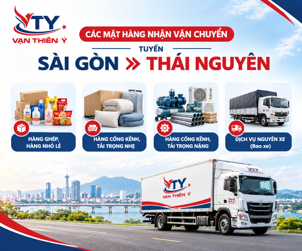 Các mặt hàng nhận vận chuyển tuyến Sài Gòn - Thái Nguyên